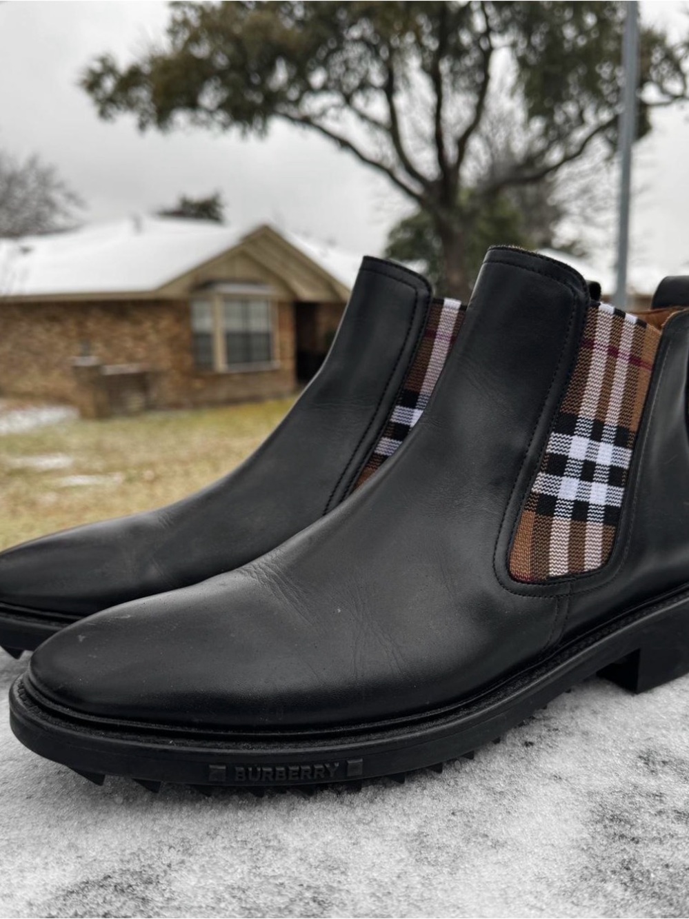 Burberry Chelsea Boots with Vintage Check Panels